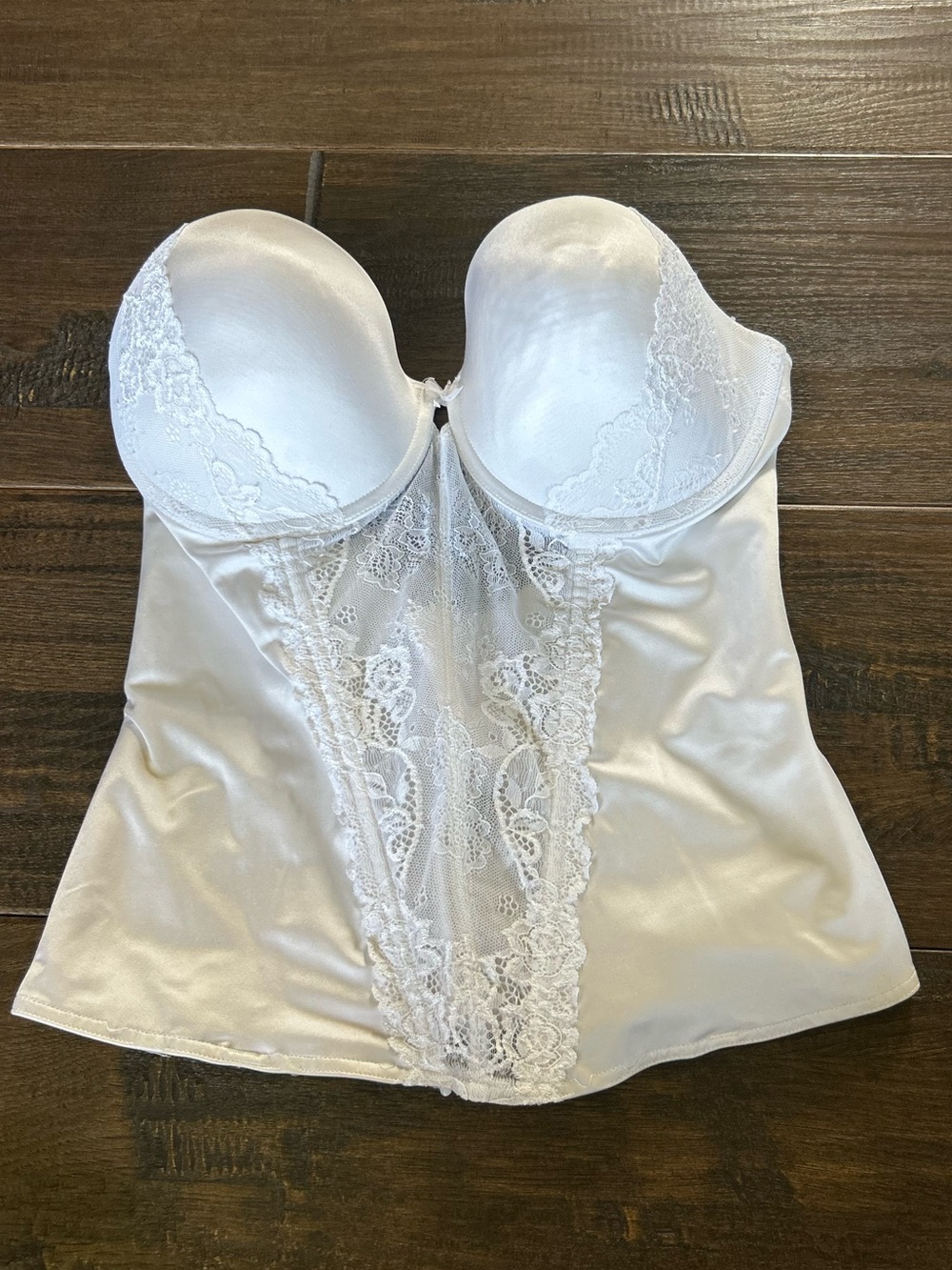 Strapless White Lace Bustier Top with Shaping Support